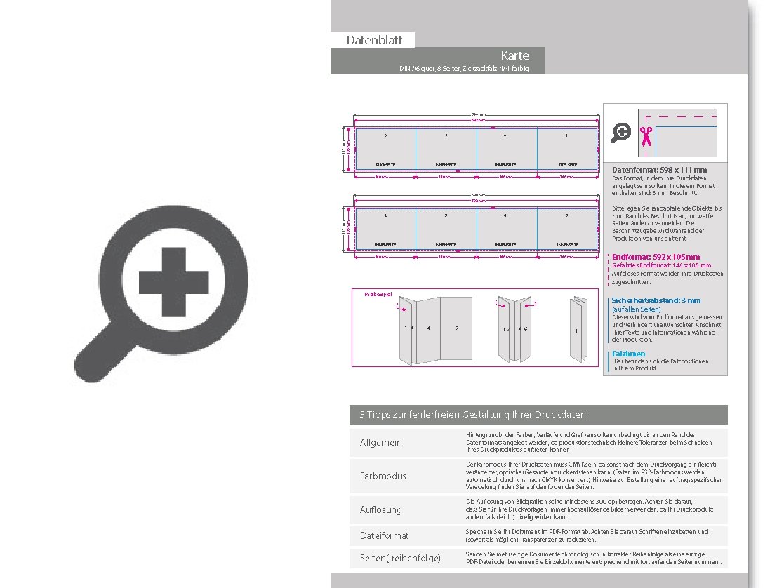 Product Bild einladungskarte__gefalzt_auf_din_a6_quer__vertikaler_zickzackfalz__8-seitig